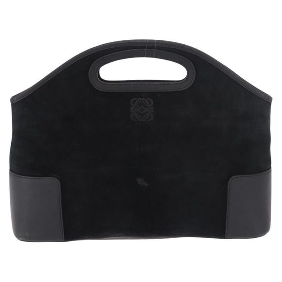 LOEWE Anagram Hand Bag Suede Black Silver Auth ka5004