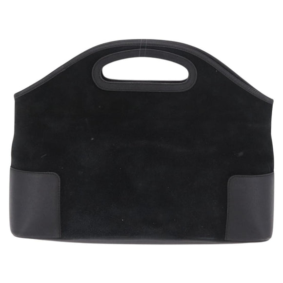 LOEWE Anagram Hand Bag Suede Black Silver Auth ka5004