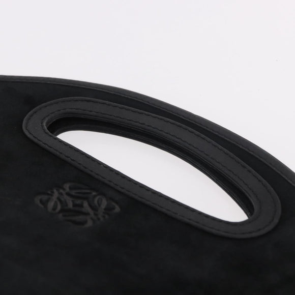 LOEWE Anagram Hand Bag Suede Black Silver Auth ka5004