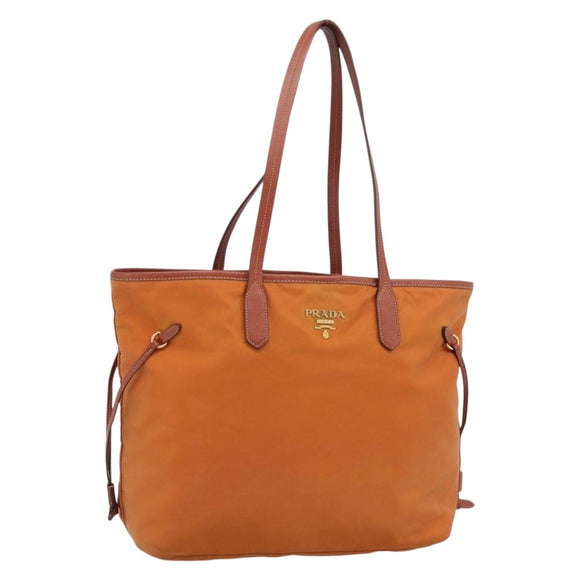 PRADA Tote Bag Nylon Orange Gold Auth ka5005