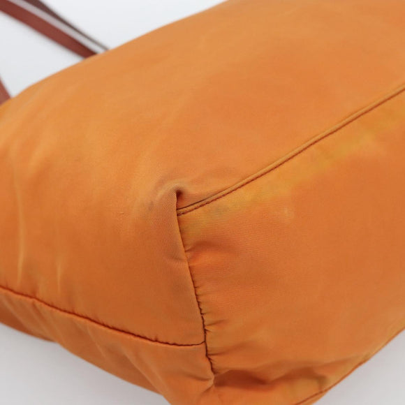 PRADA Tote Bag Nylon Orange Gold Auth ka5005