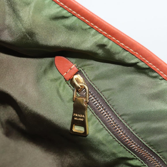PRADA Tote Bag Nylon Orange Gold Auth ka5005