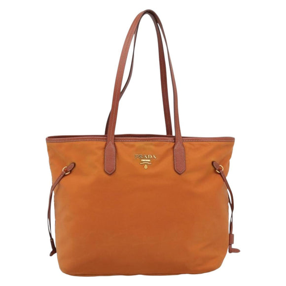 PRADA Tote Bag Nylon Orange Gold Auth ka5005
