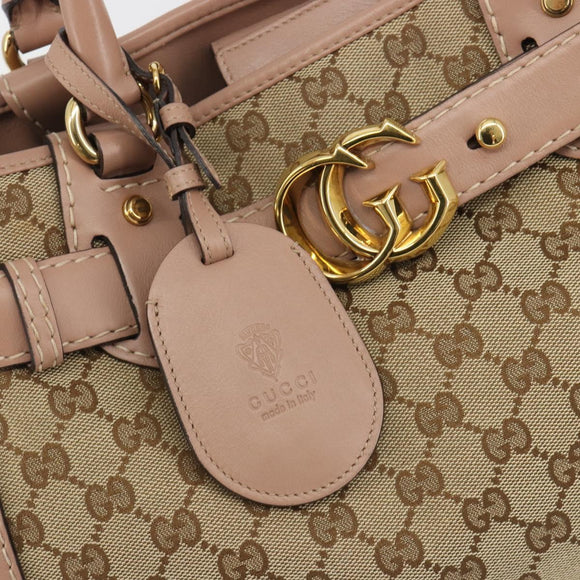 GUCCI GG Canvas Hand Bag Beige Gold 247183 Auth ka5009A