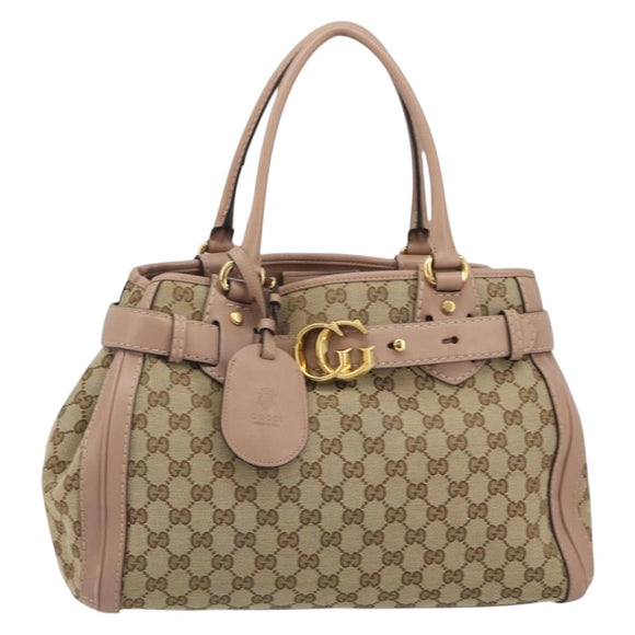 GUCCI GG Canvas Hand Bag Beige Gold 247183 Auth ka5009A