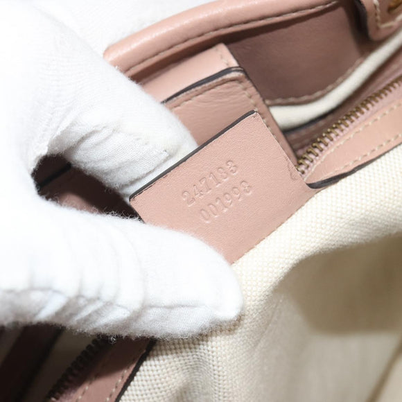 GUCCI GG Canvas Hand Bag Beige Gold 247183 Auth ka5009A