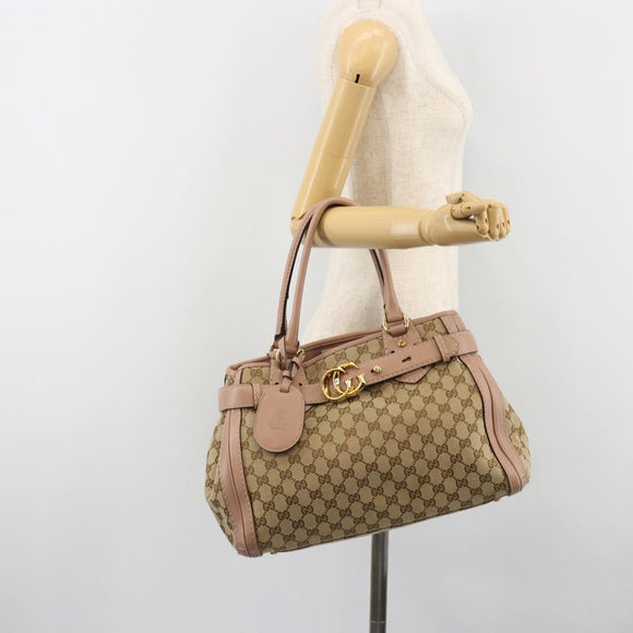 GUCCI GG Canvas Hand Bag Beige Gold 247183 Auth ka5009A