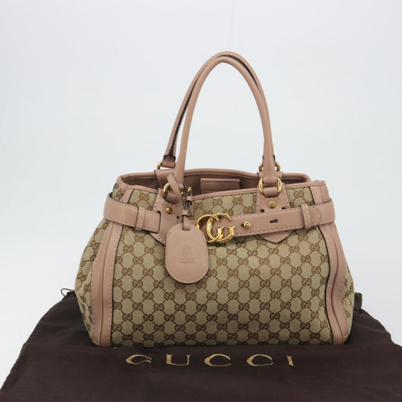 GUCCI GG Canvas Hand Bag Beige Gold 247183 Auth ka5009A