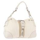 PRADA Shoulder Bag Nylon Leather White Silver Auth ka501-1