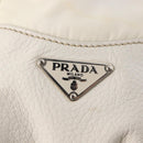 PRADA Shoulder Bag Nylon Leather White Silver Auth ka501-17