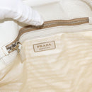 PRADA Shoulder Bag Nylon Leather White Silver Auth ka501-19