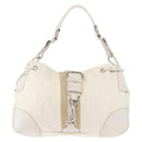 PRADA Shoulder Bag Nylon Leather White Silver Auth ka501-13