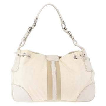 PRADA Shoulder Bag Nylon Leather White Silver Auth ka501 - 0