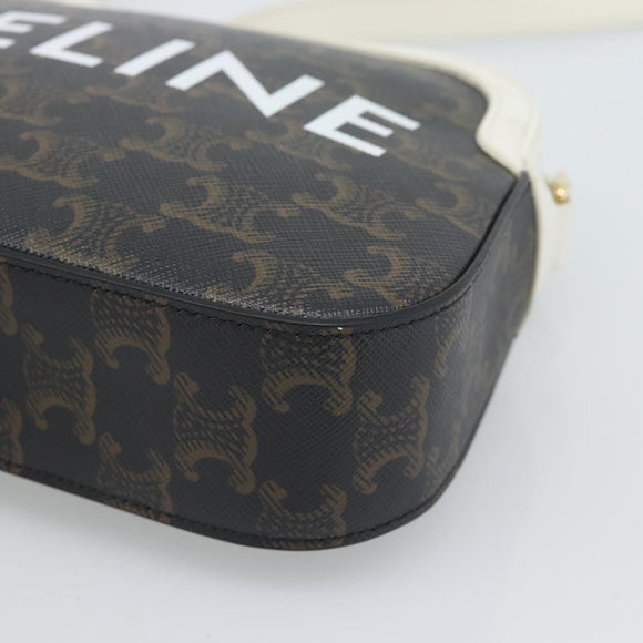 CELINE Triomphe Shoulder Bag Leather Black Gold Auth ka5013A
