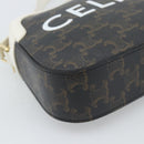 CELINE Triomphe Shoulder Bag Leather Black Gold Auth ka5013A-14