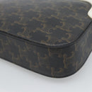 CELINE Triomphe Shoulder Bag Leather Black Gold Auth ka5013A-15
