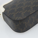 CELINE Triomphe Shoulder Bag Leather Black Gold Auth ka5013A-16