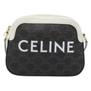 CELINE Triomphe Shoulder Bag Leather Black Gold Auth ka5013A-13