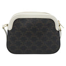 CELINE Triomphe Shoulder Bag Leather Black Gold Auth ka5013A-2