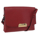 BURBERRY Shoulder Bag Leather Red Gold Auth ka5014A-1