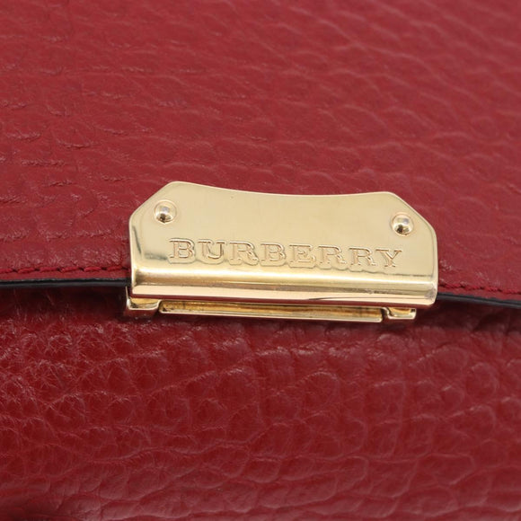 BURBERRY Shoulder Bag Leather Red Gold Auth ka5014A