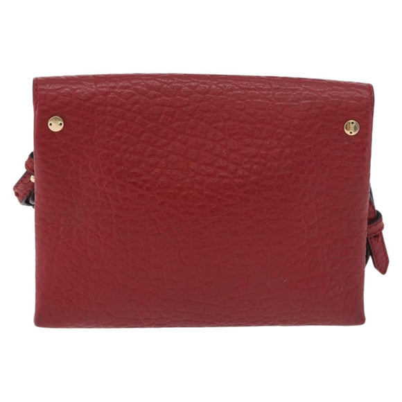 BURBERRY Shoulder Bag Leather Red Gold Auth ka5014A