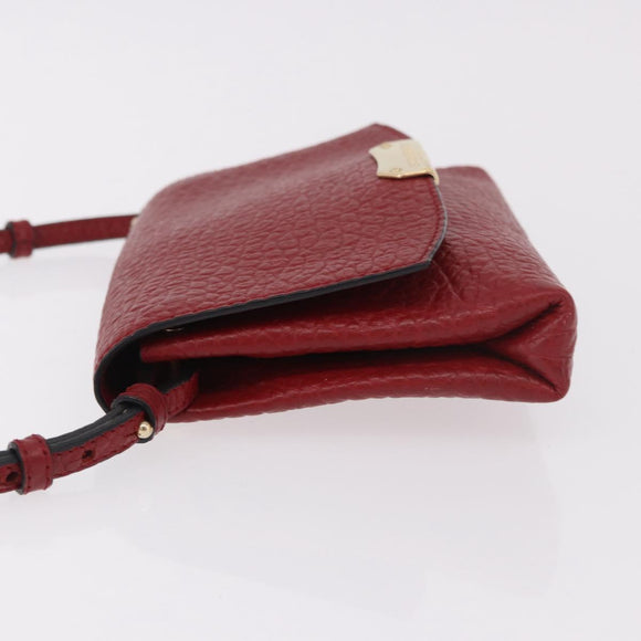 BURBERRY Shoulder Bag Leather Red Gold Auth ka5014A