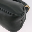 Miu Miu Chain Shoulder Bag Leather Green Gold Auth ka5015M-14