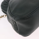 Miu Miu Chain Shoulder Bag Leather Green Gold Auth ka5015M-15