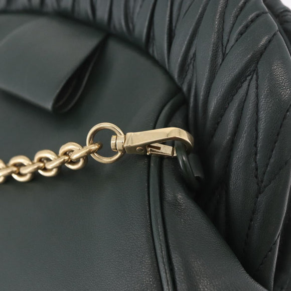 Miu Miu Chain Shoulder Bag Leather Green Gold Auth ka5015M