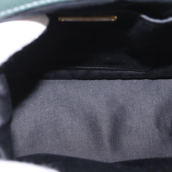 Miu Miu Chain Shoulder Bag Leather Green Gold Auth ka5015M