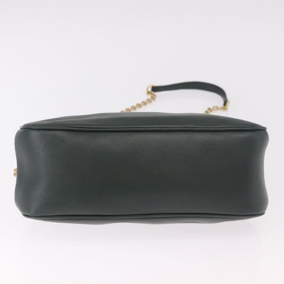 Miu Miu Chain Shoulder Bag Leather Green Gold Auth ka5015M
