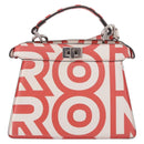 FENDI Mini Peek A Boo Hand Bag Leather 2way White Silver Auth ka5017M-13
