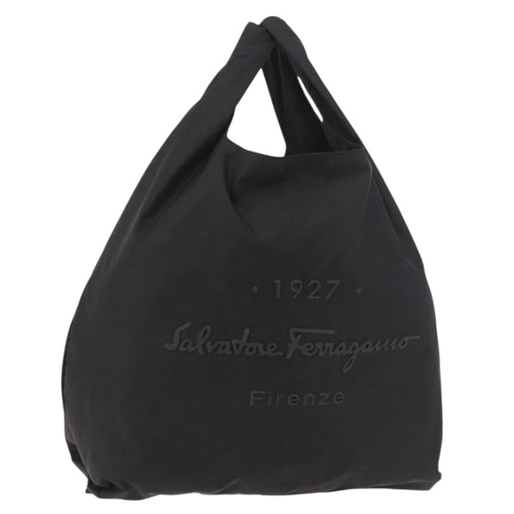 Salvatore Ferragamo Hand Bag Nylon Black Auth ka5019A