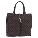 GUCCI GG Canvas Jackie Tote Bag Dark Brown Silver 002 1064 Auth ka5021A-1