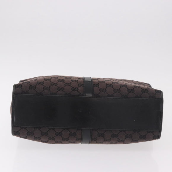 GUCCI GG Canvas Jackie Tote Bag Dark Brown Silver 002 1064 Auth ka5021A