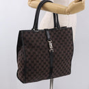 GUCCI GG Canvas Jackie Tote Bag Dark Brown Silver 002 1064 Auth ka5021A-23