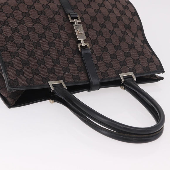 GUCCI GG Canvas Jackie Tote Bag Dark Brown Silver 002 1064 Auth ka5021A