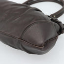 Salvatore Ferragamo Gancini Tote Bag Leather Dark Brown Gold Auth ka5022A-11