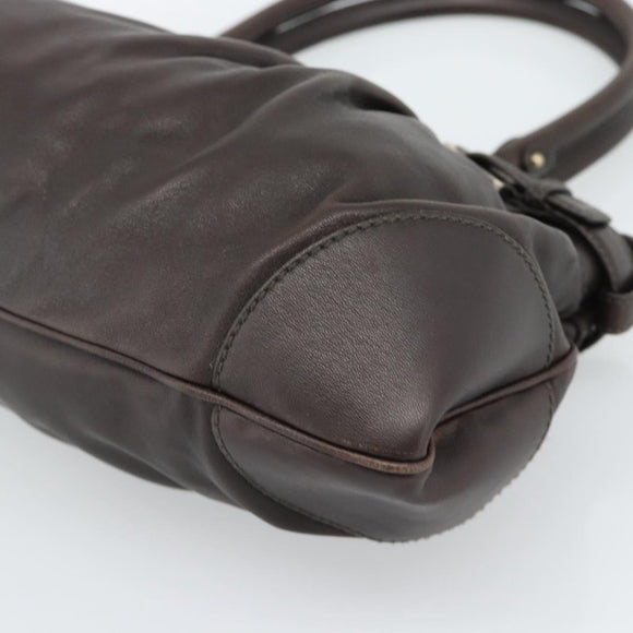 Salvatore Ferragamo Gancini Tote Bag Leather Dark Brown Gold Auth ka5022A