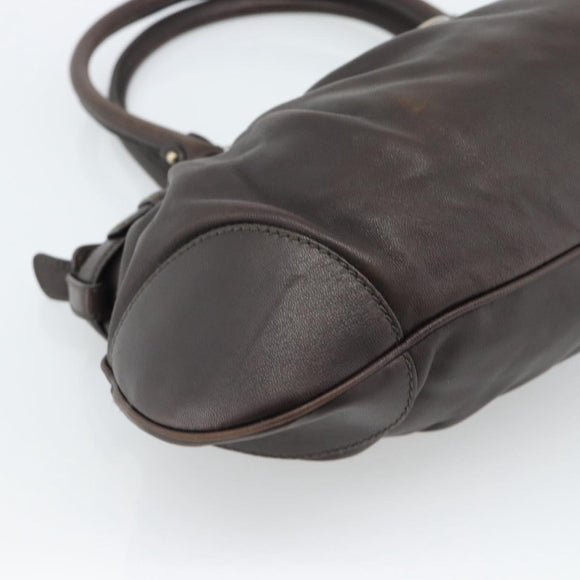 Salvatore Ferragamo Gancini Tote Bag Leather Dark Brown Gold Auth ka5022A