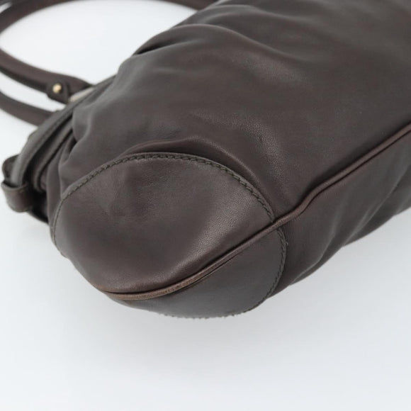 Salvatore Ferragamo Gancini Tote Bag Leather Dark Brown Gold Auth ka5022A