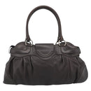 Salvatore Ferragamo Gancini Tote Bag Leather Dark Brown Gold Auth ka5022A-3