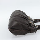 Salvatore Ferragamo Gancini Tote Bag Leather Dark Brown Gold Auth ka5022A-5