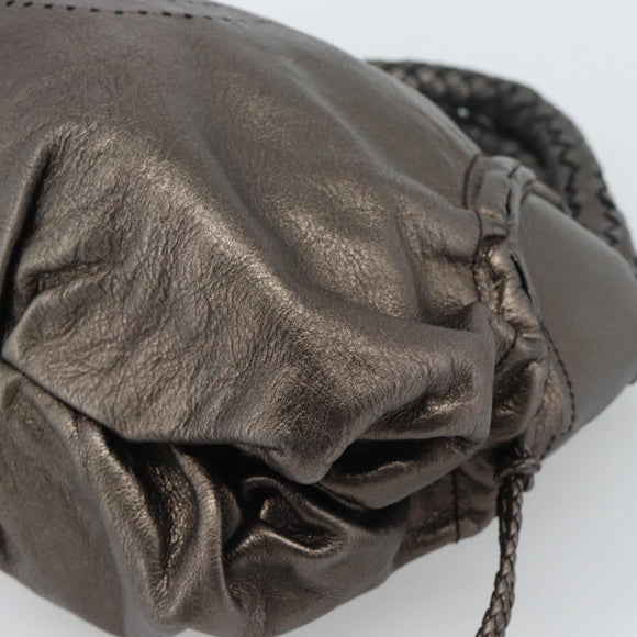 Salvatore Ferragamo Hand Bag Leather Silver Auth ka5023