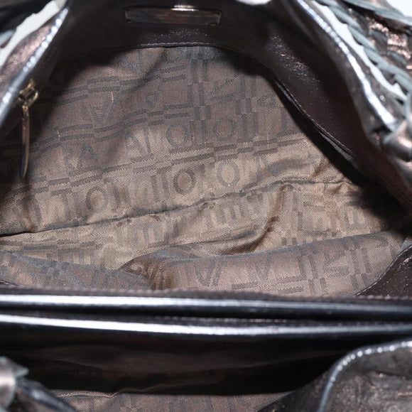 Salvatore Ferragamo Hand Bag Leather Silver Auth ka5023