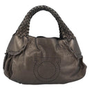 Salvatore Ferragamo Hand Bag Leather Silver Auth ka5023-13