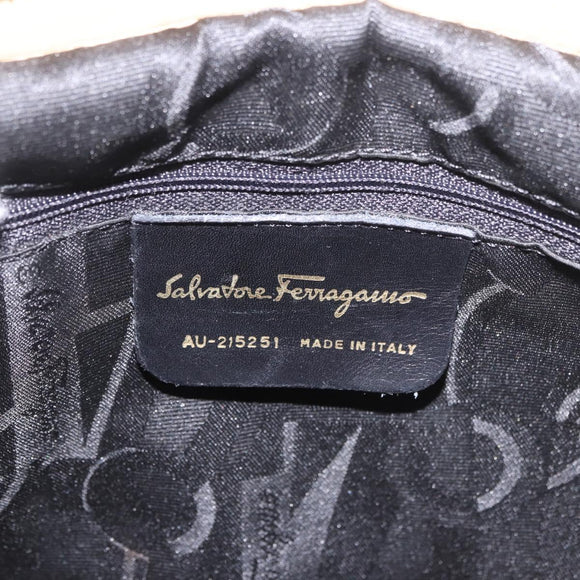 Salvatore Ferragamo Chain Hand Bag Canvas 2way Yellow Gold Auth ka5026
