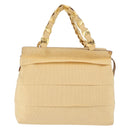 Salvatore Ferragamo Chain Hand Bag Canvas 2way Yellow Gold Auth ka5026-13