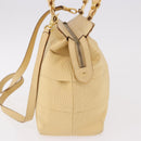 Salvatore Ferragamo Chain Hand Bag Canvas 2way Yellow Gold Auth ka5026-3